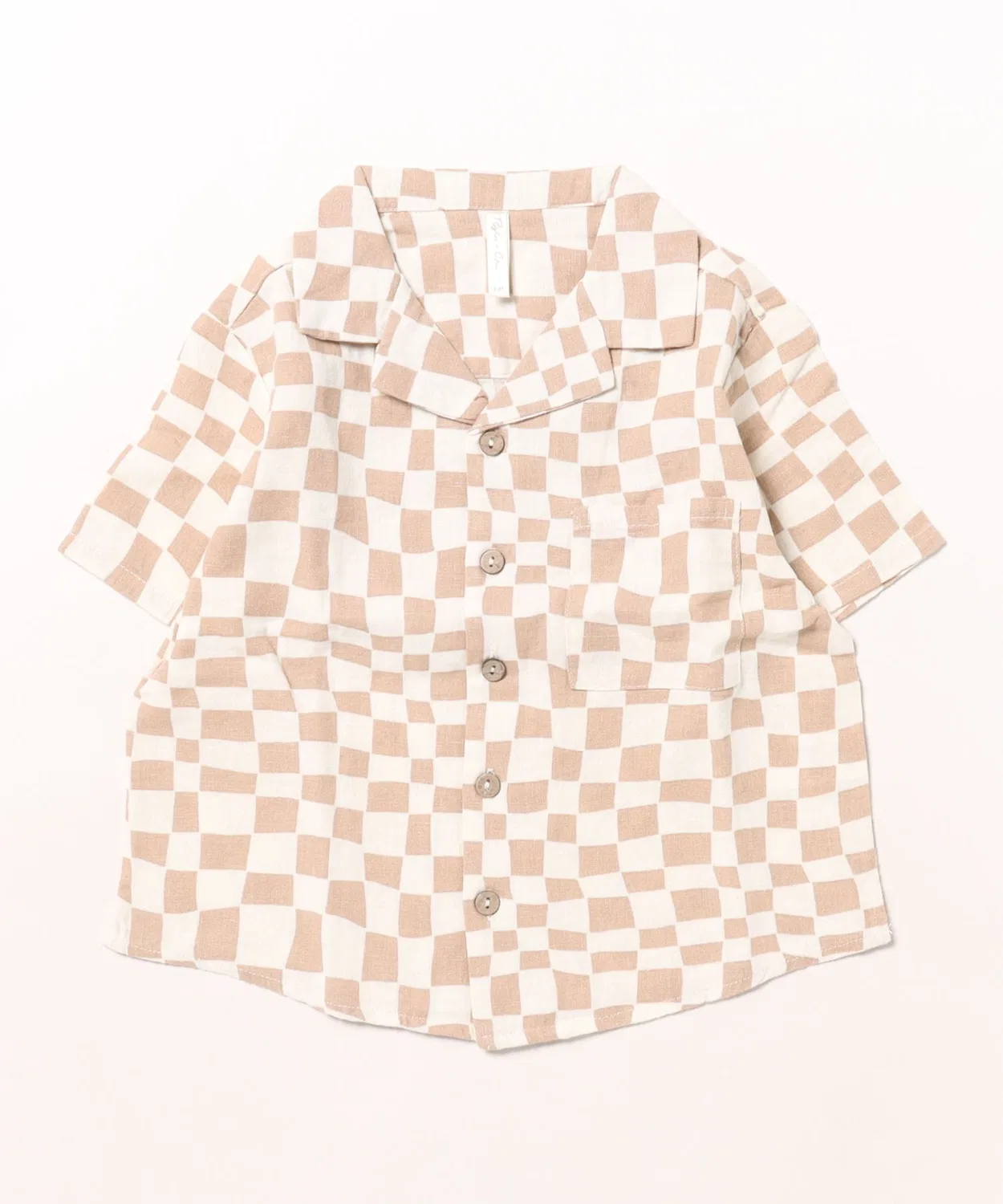 Детская рубашка с лацканами и нагрудным карманом, модель Sand Check Rylee + Cru, Ivory Sand Check