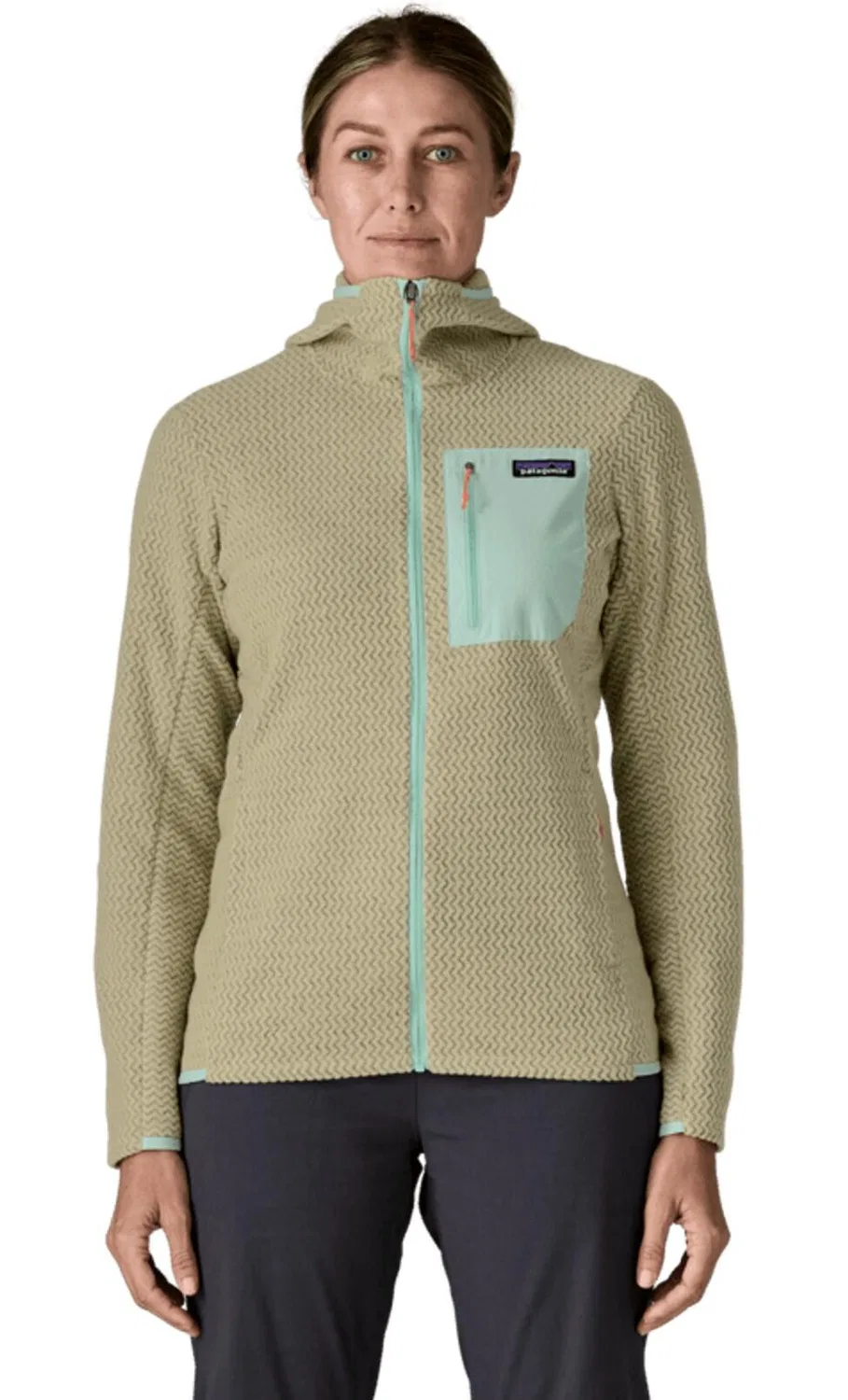 Женское флисовое худи с полной застежкой-молнией R1 Air Patagonia, Beige — фото 2