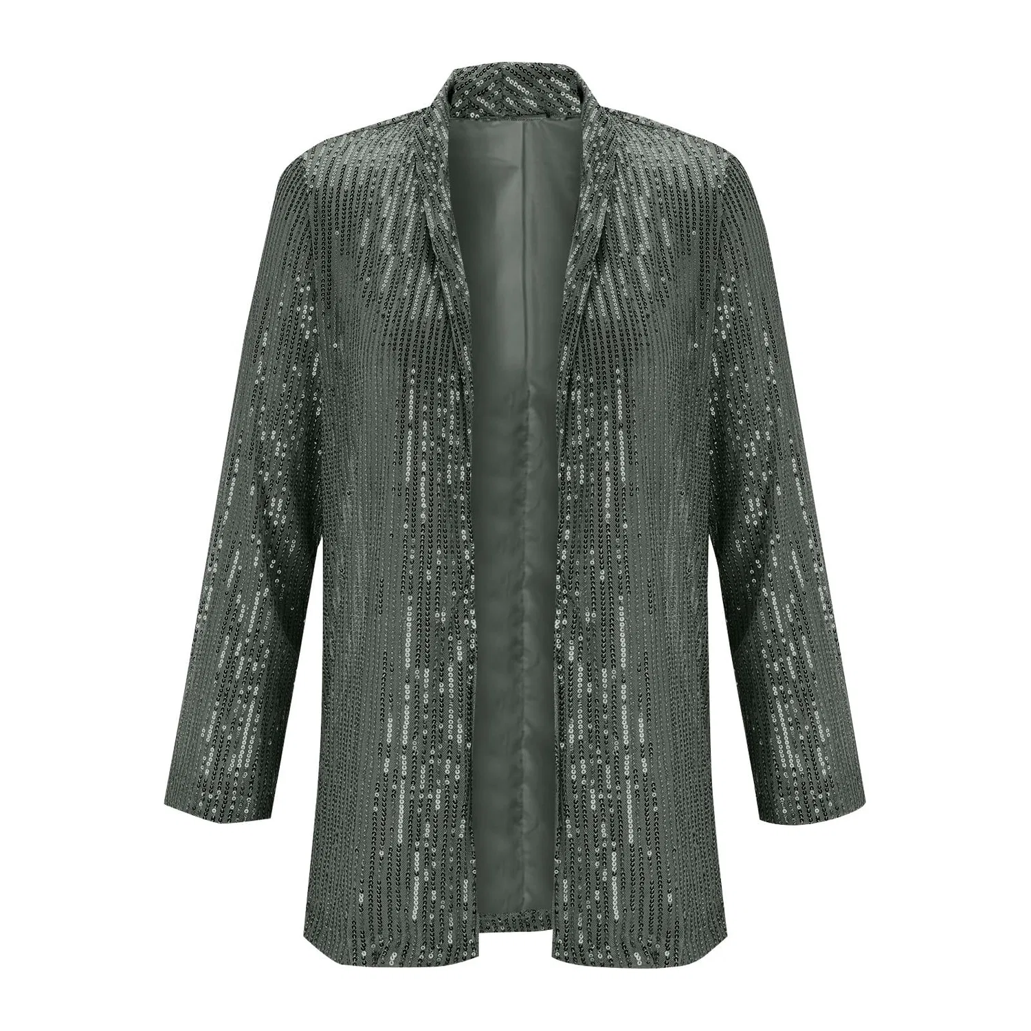 Женская куртка с пайетками с длинным рукавом, Verde Scuro