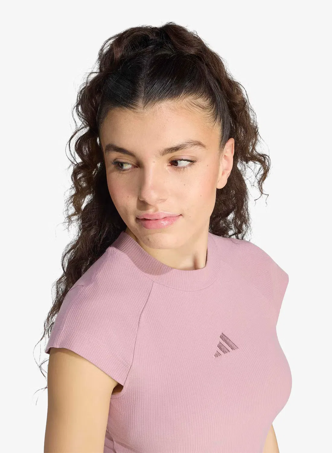 Футболка облегающая Small Logo Rib Adidas, маджента — фото 3