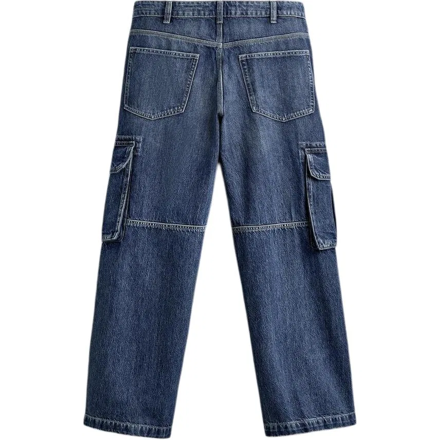Мужские джинсы карго среднего синего цвета ZARA, Medium Blue — фото 3