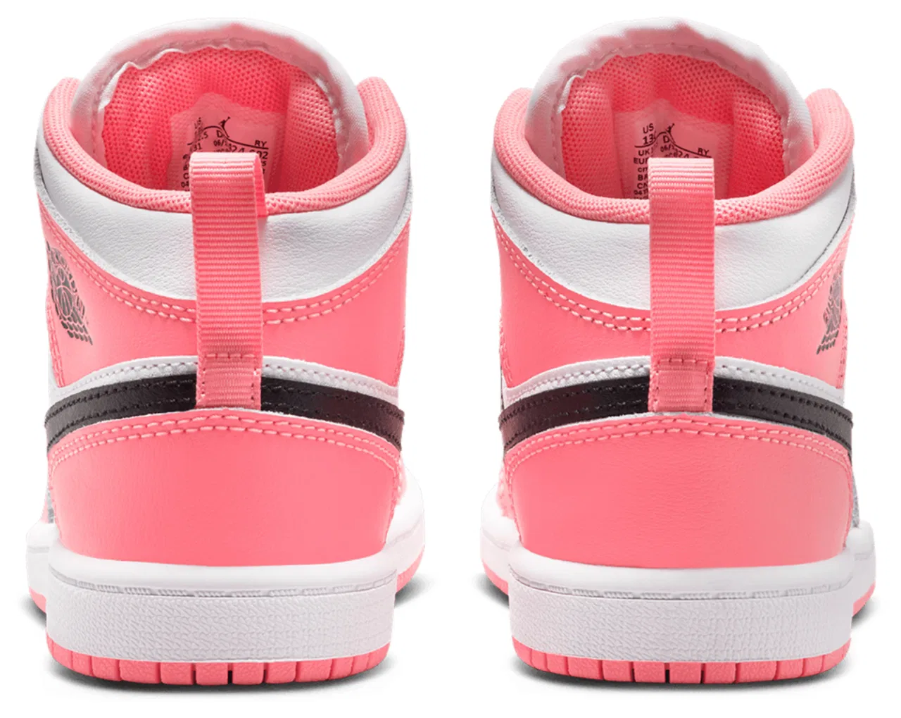 Кроссовки для девочек AJ 1 Mid Jordan, цвет White/Black/Pink Gaze — фото 3