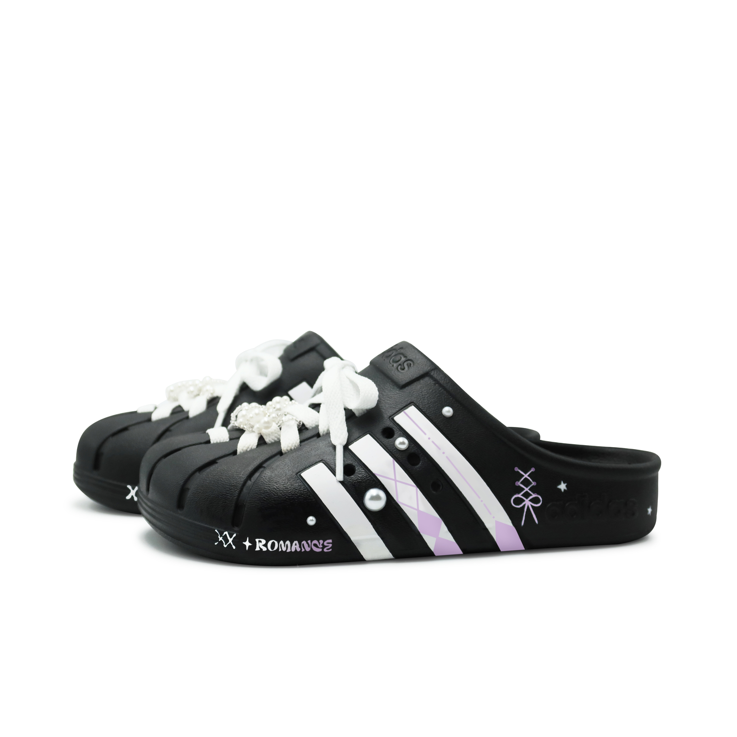 ADILETTE CLOGS Сланцы с обёрнутым носком Унисекс Чёрный Фиолетовый Adidas — фото 4