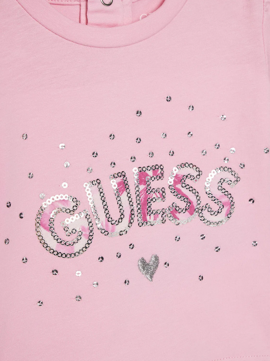 Комплект из футболки и шорт стандартного кроя для девочки Guess, розовый — фото 4