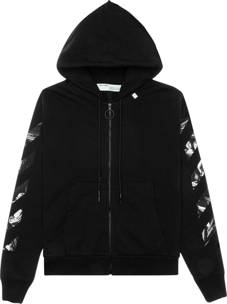 

Худи Off-White Caravaggio Square Slim Zip Hoodie 'Black/Multicolor', черный
