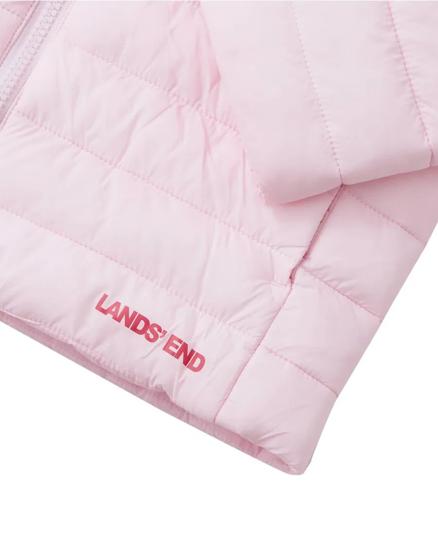 Детская куртка с капюшоном на синтепоне, с принтом Lands' End, Pink Tulle — фото 4