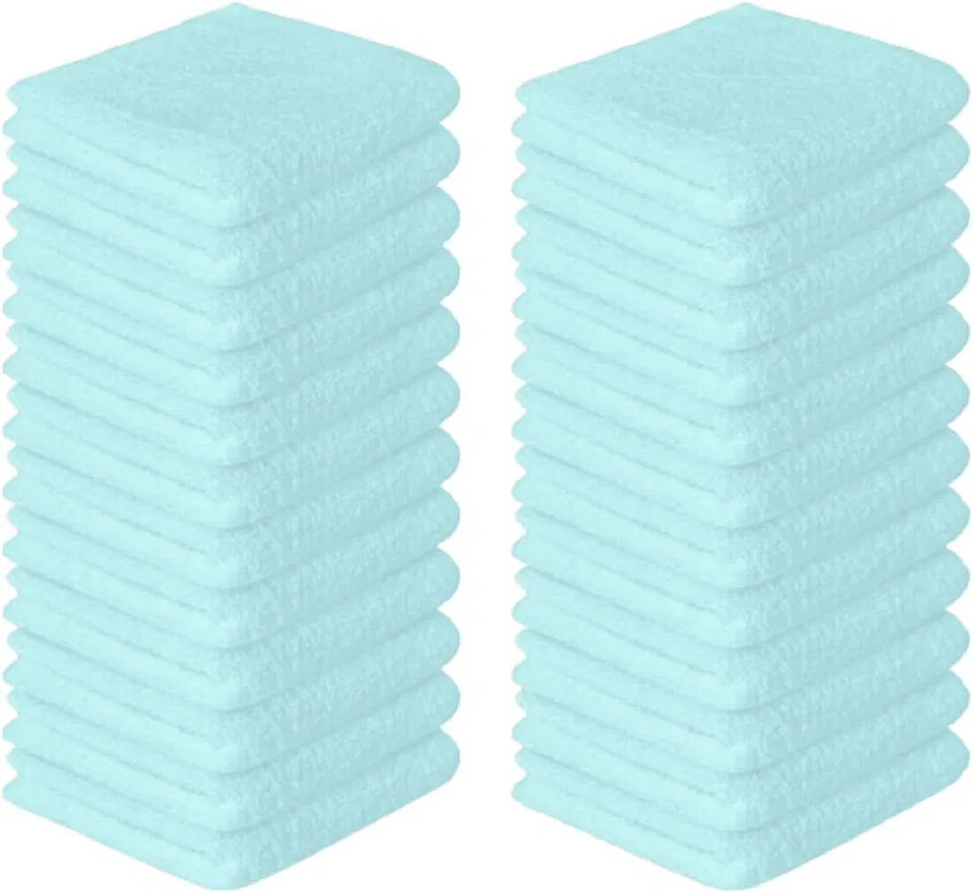 Набор лицевых полотенец, 600gsm, Egyptian Cotton Flannel, 12 шт, Sky Blue Generic — фото 2
