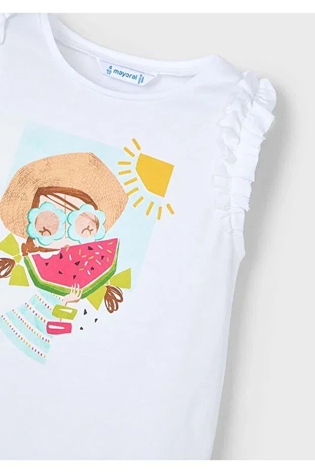 Детская футболка для девочек с принтом Summer Girl's Look Mayoral, White — фото 2