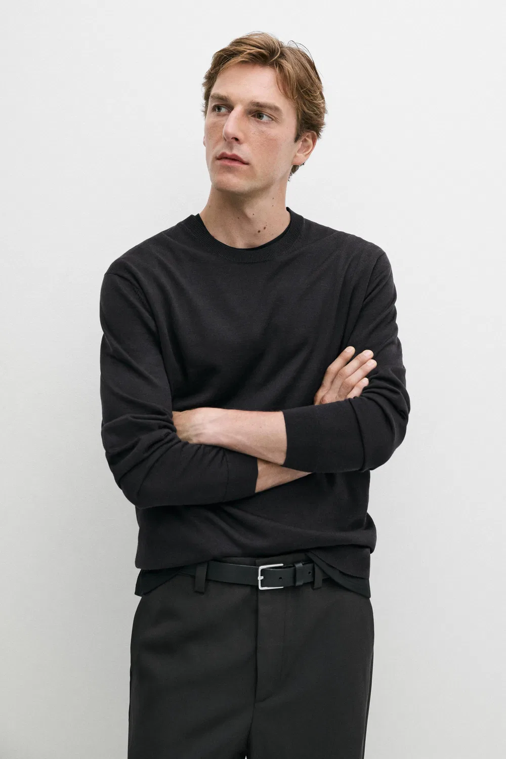 Свитер Massimo Dutti, из мериносовой шерсти, серовато-зеленый — фото 2