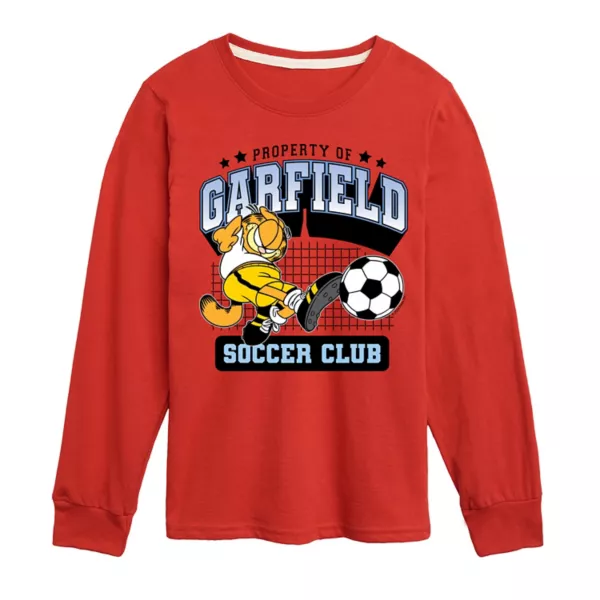 

Футболка с длинным рукавом Garfield Soccer Club для мальчиков 8-20 лет Licensed Character, красный