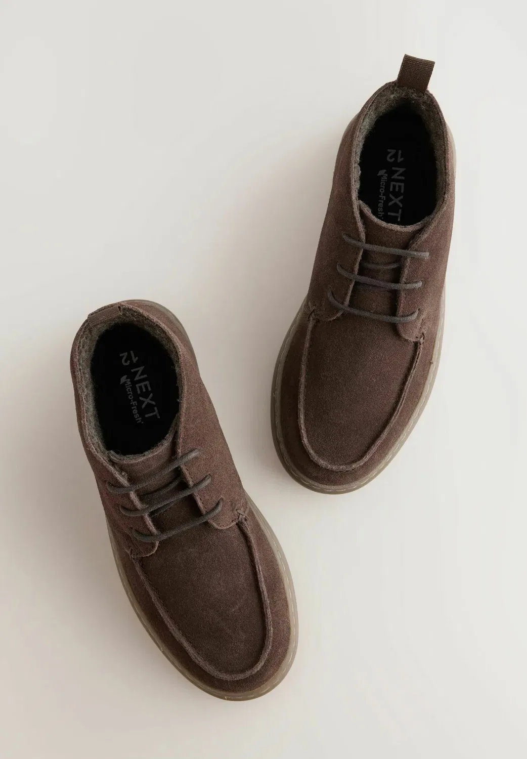 Ботинки на шнуровке с фартуком - ботильоны на шнуровке Next, Brown Suede — фото 3