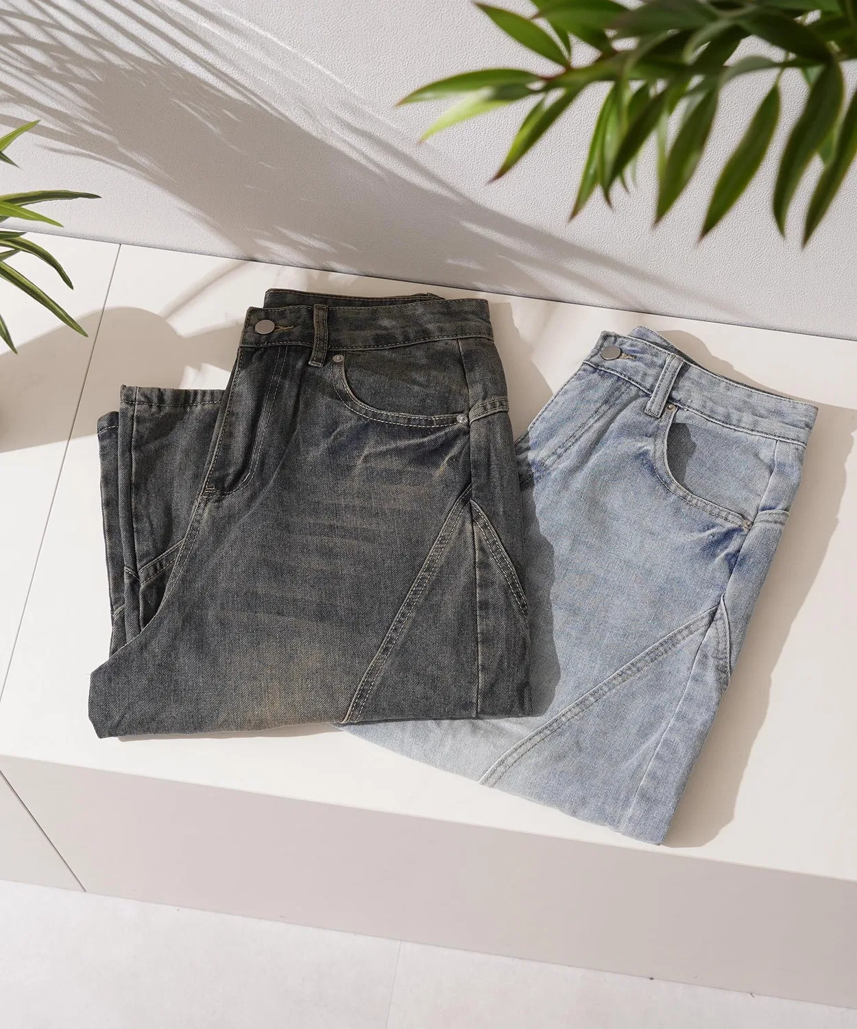 Детские джинсовые шорты с широкой кривой линией кроя Wide Curve Denim Shorts 1111clothing — фото 2