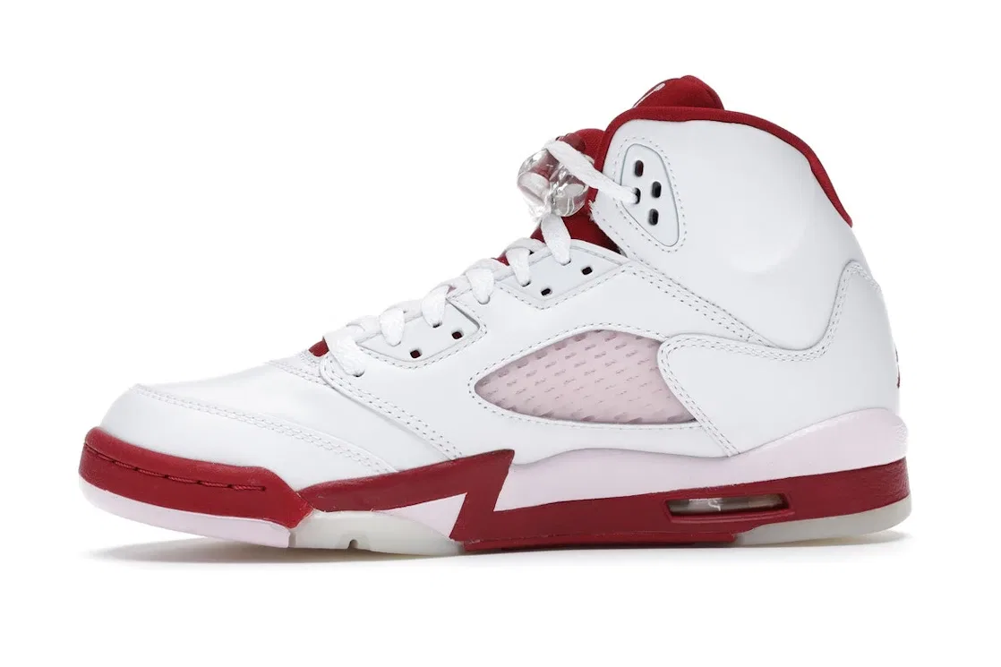 Детские кроссовки с контрастными акцентами Jordan 5 Retro Jordan, White/Pink Foam Gym Red — фото 3