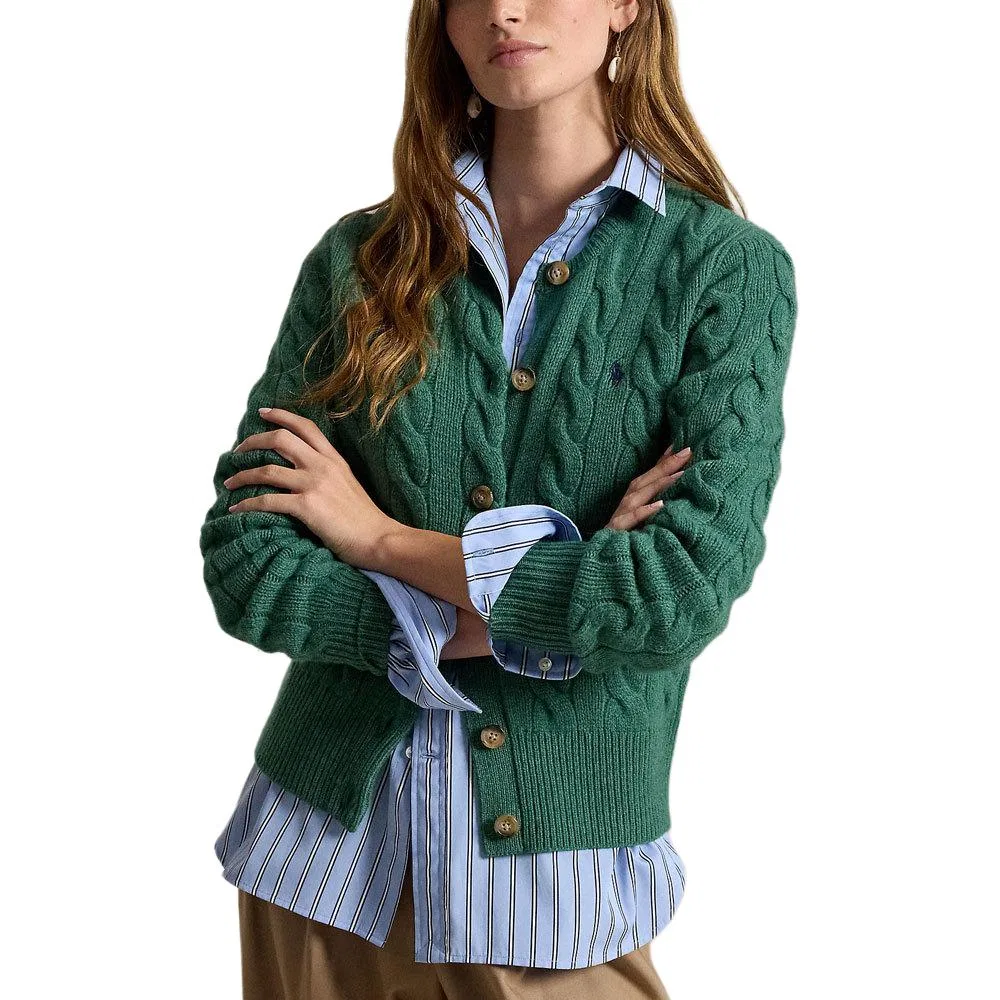 Женский свитер с круглым вырезом, зеленый, Polo Ralph Lauren — фото 4