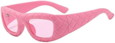 

Винтажные маленькие панк-солнцезащитные очки прямоугольной формы для женщин и мужчин, солнцезащитные очки с плетением «интреччиато» для женщин, забавные очки MTZJH, C7pink