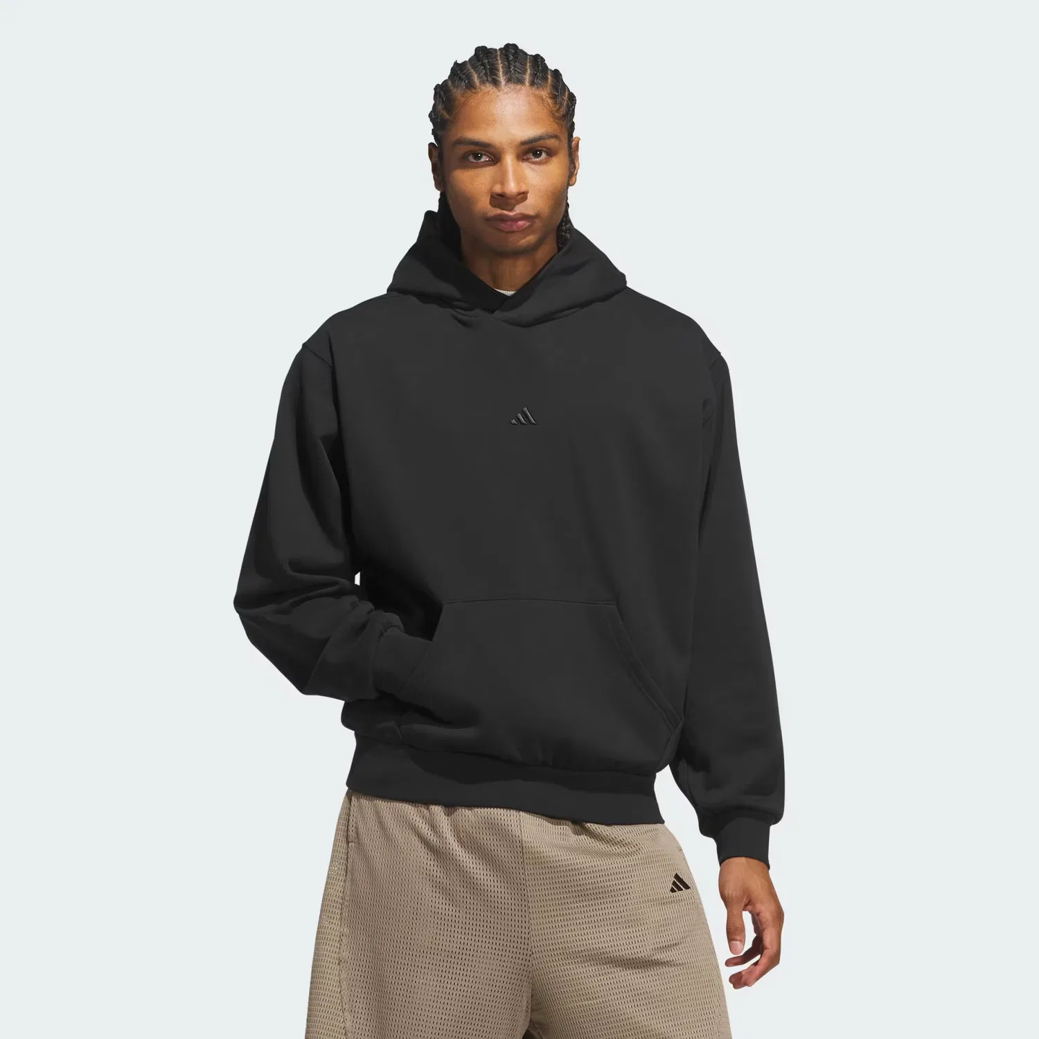 Худи свободного кроя из флиса Basketball Fleece Hoodie Adidas Performance, черный — фото 3
