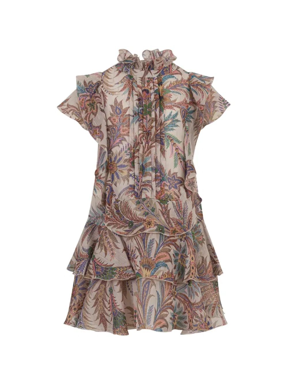 Платье из легкого крепона с рюшами Etro Kids, бежевый