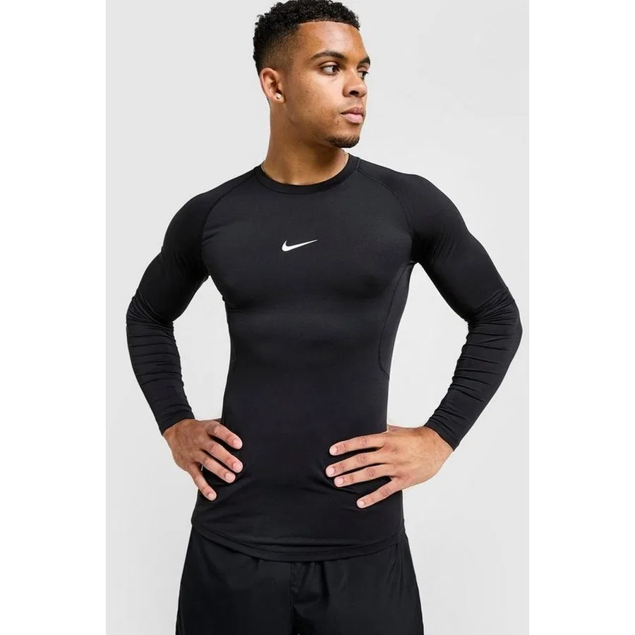 Мужской свитшот для тренировок с длинным рукавом Nike Pro Dri-FIT, Черный