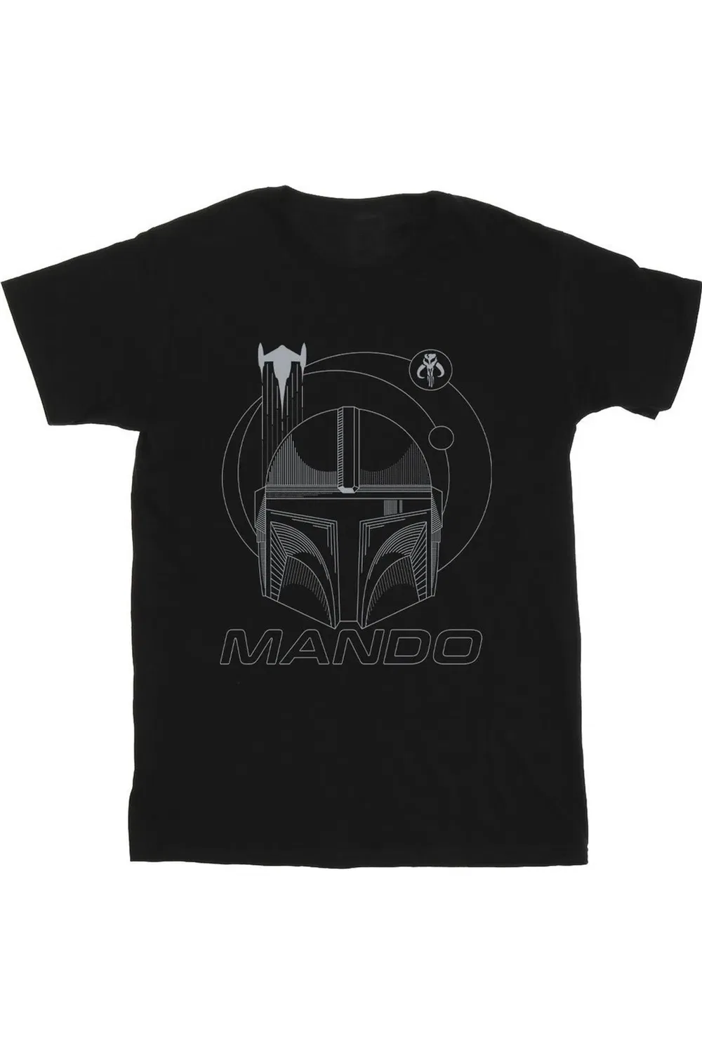 Мужская футболка с принтом The Mandalorian Rings Helmet Star Wars, Black — фото 2