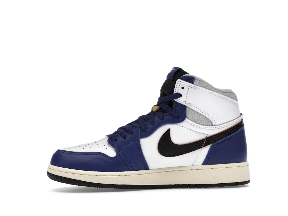 Детские кроссовки с высоким силуэтом Jordan 1 Retro High OG Rare Air Jordan, White/Black-Neutral Grey-Deep Royal Blue-Muslin — фото 3
