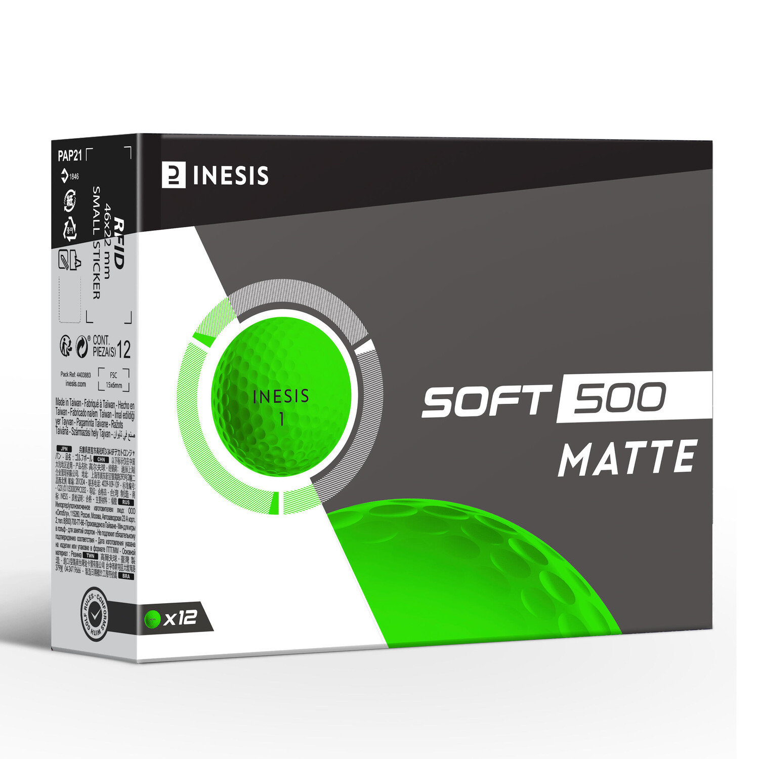 

Мячи для гольфа Soft 500 12 шт., матово-зеленые INESIS, неоновый зеленый