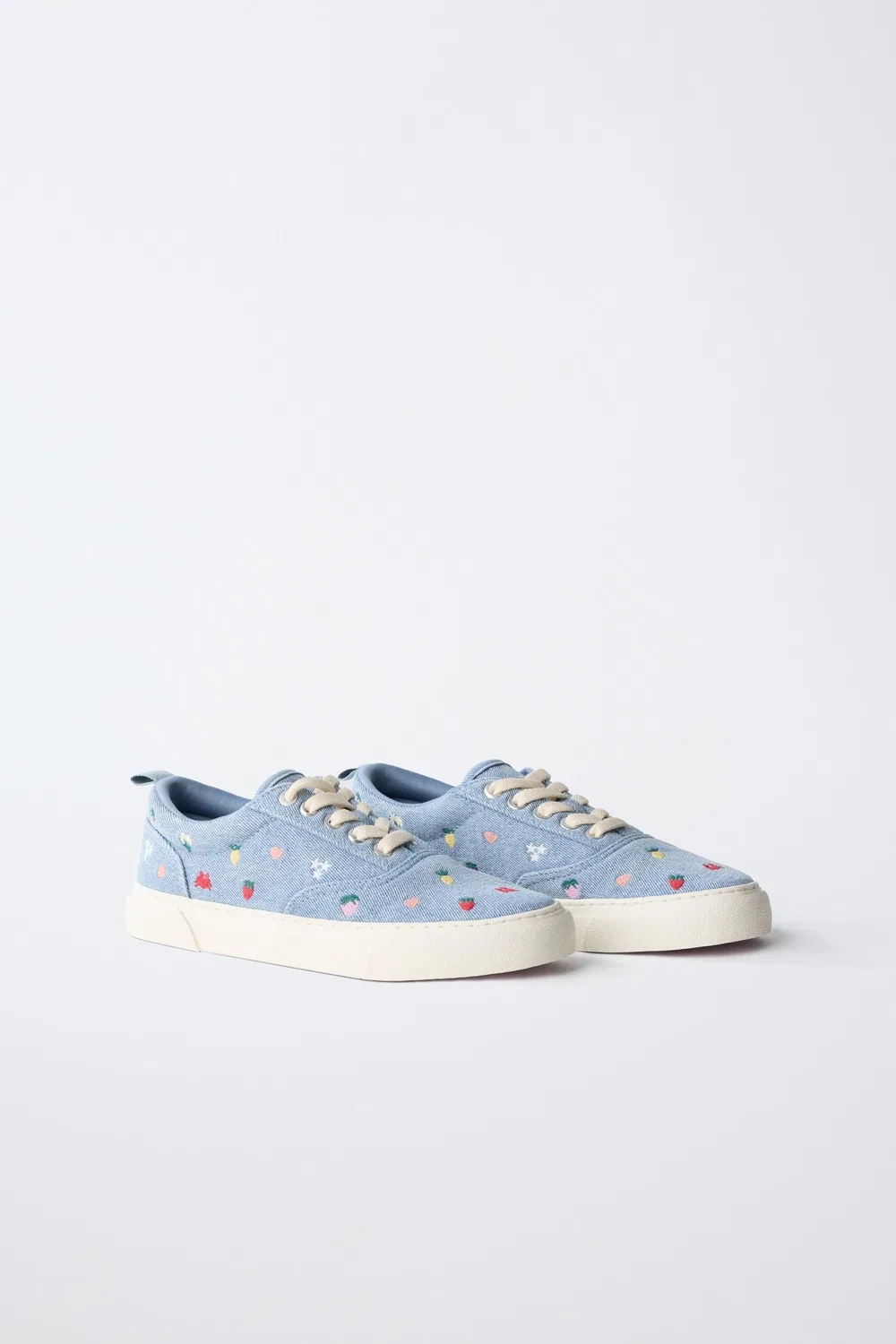Хлопковые кроссовки с вышивкой ZARA, Lavender Blue — фото 2
