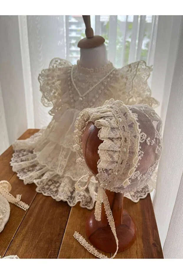Детский комплект платье и юбка с кружевом Party Asrın Tasarım Atölyesi, Nude Color — фото 2