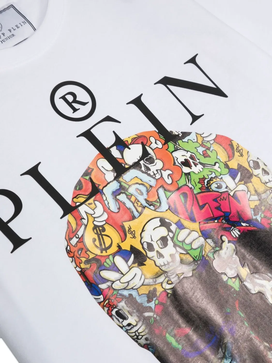 Детская футболка с принтом черепа Philipp Plein, белый — фото 3