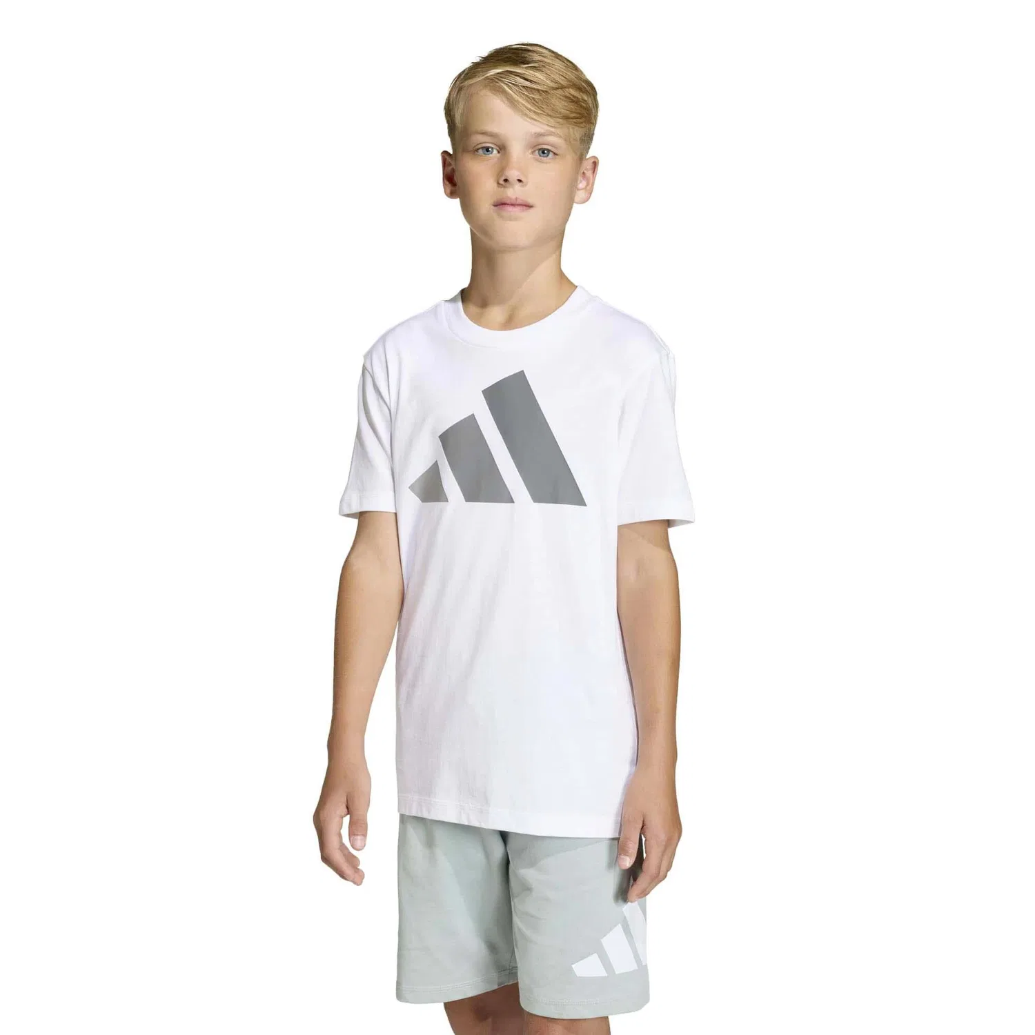 Детская хлопковая футболка Adidas Sport J Bl Tee 160, Weiss — фото 2