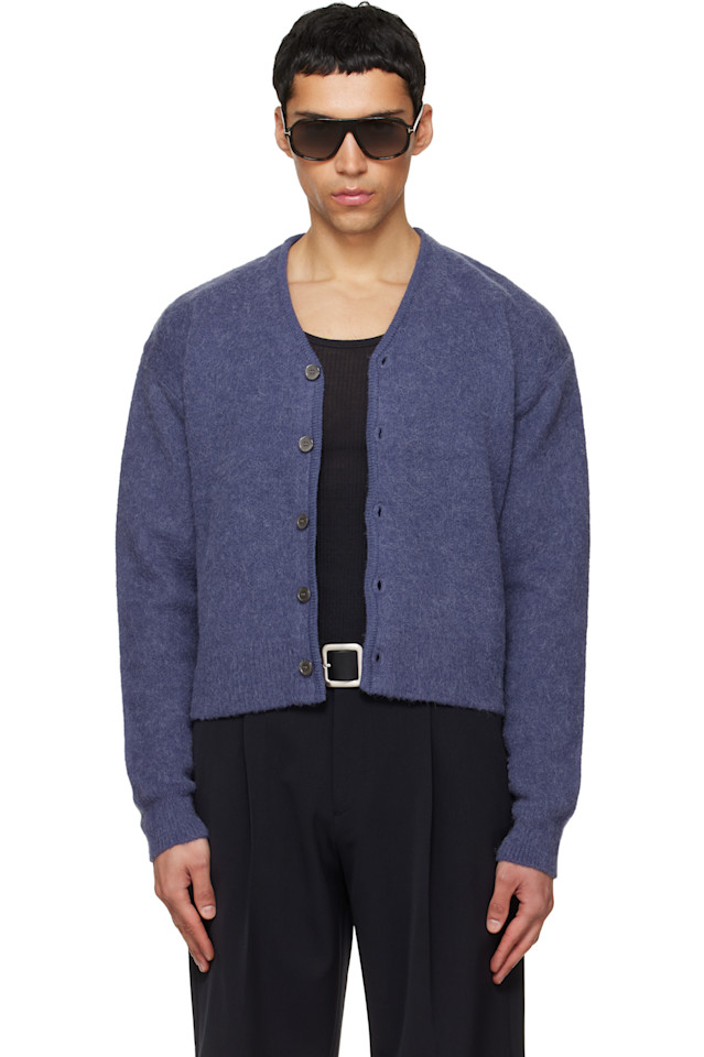 

Tonywack Фиолетовый кардиган из ворсистой мохеровой ткани с V-образным вырезом