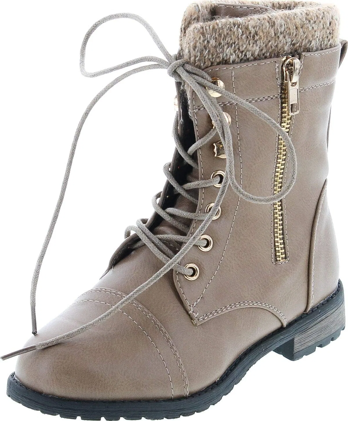 Детские ботинки для девочек на молнии с двумя пряжками Link Legend-24K, Taupe