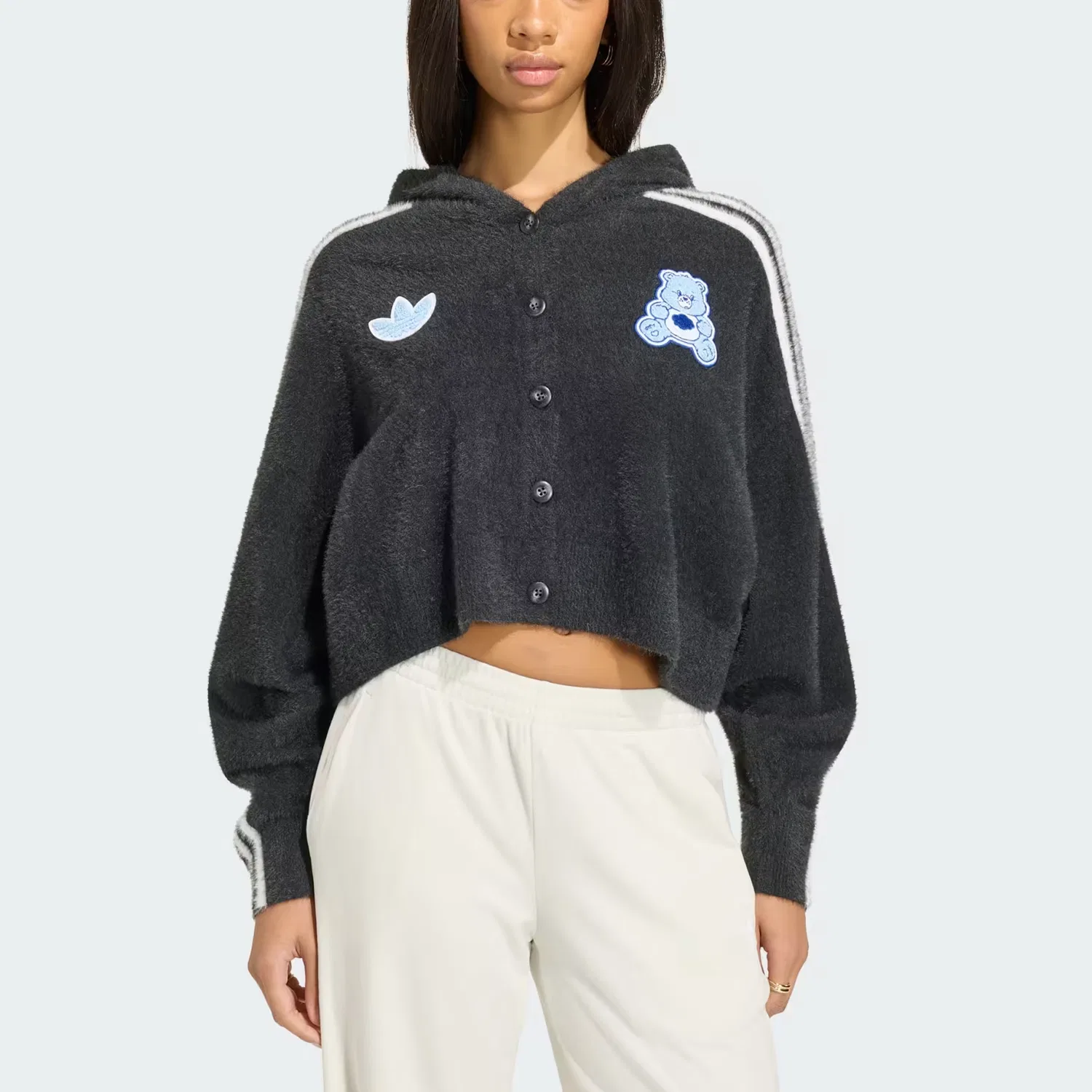 Женская куртка-кардиган на молнии с капюшоном Adidas Originals X CARE BEARS, Black — фото 3