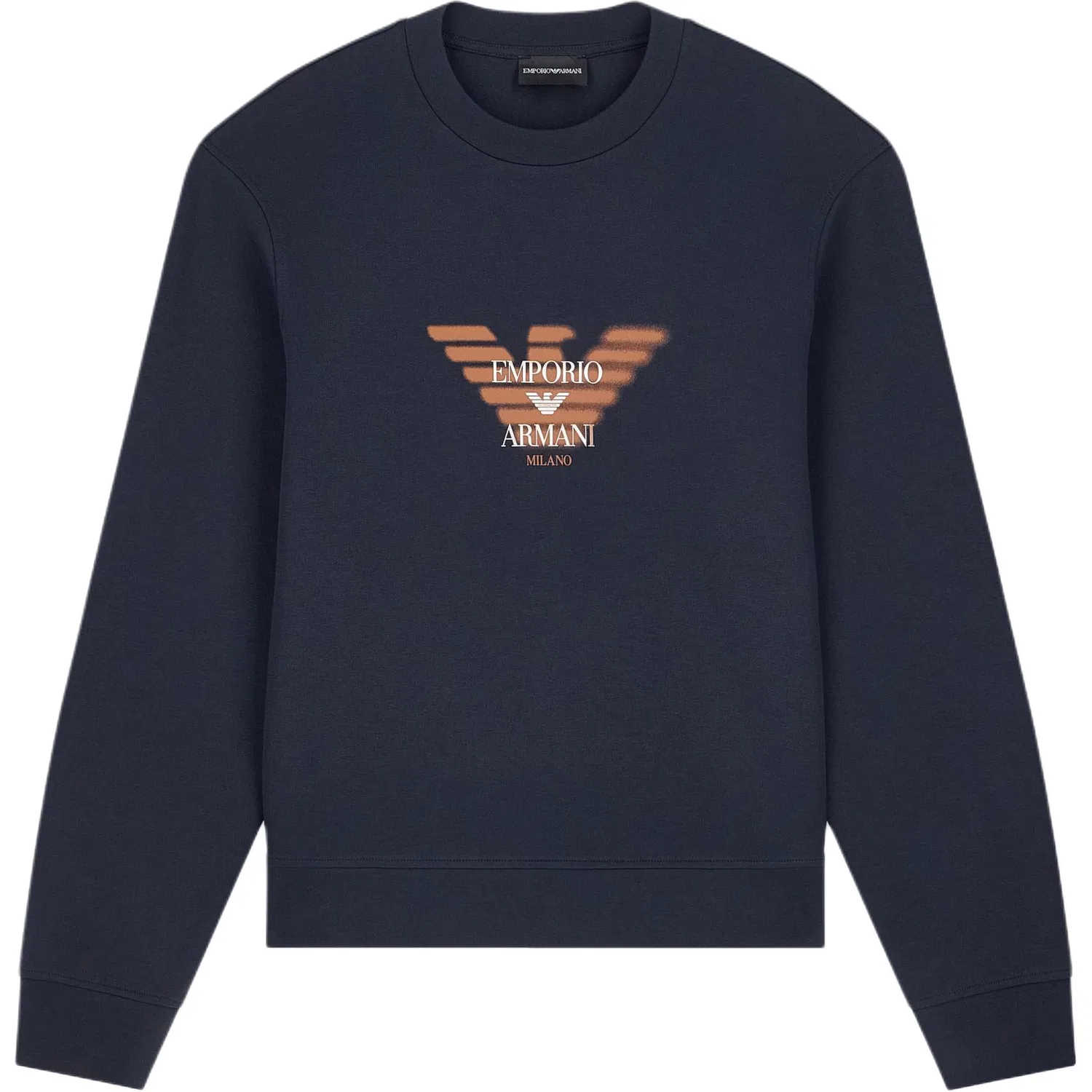 Мужской свитшот с круглым вырезом прямого кроя Marine Blue EMPORIO ARMANI, Marine Blue