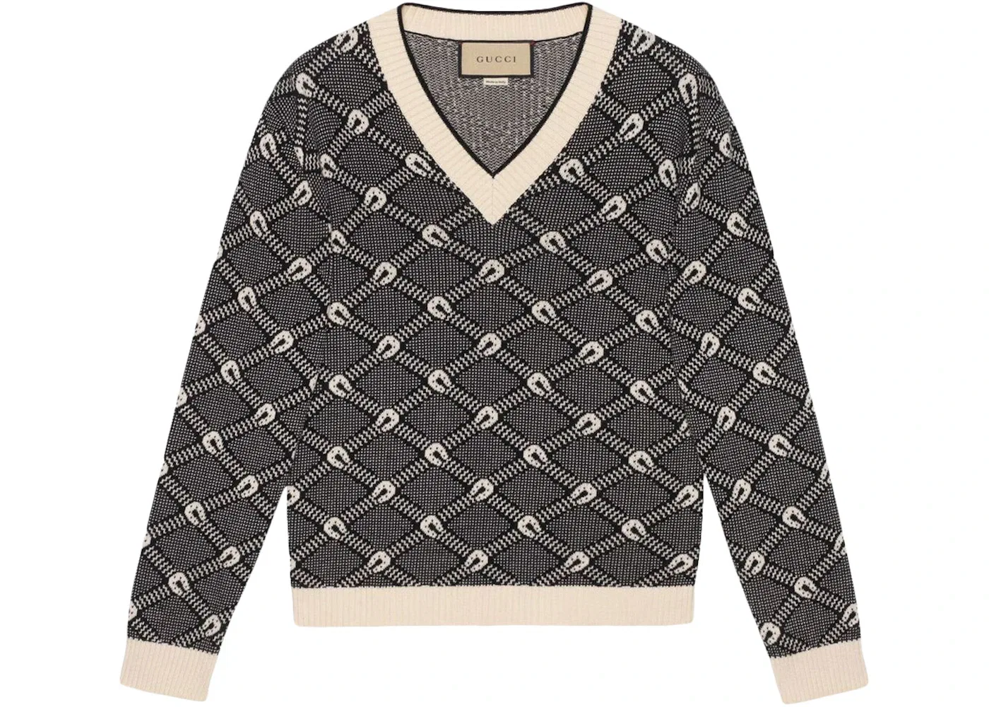 Мужской свитер с принтом Slim-Fit Patterned Gucci, Black White