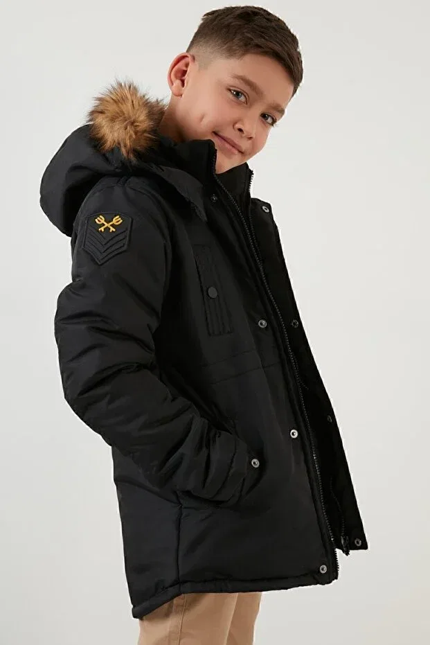 Детское зимнее пальто для мальчиков с капюшоном Lela, Black