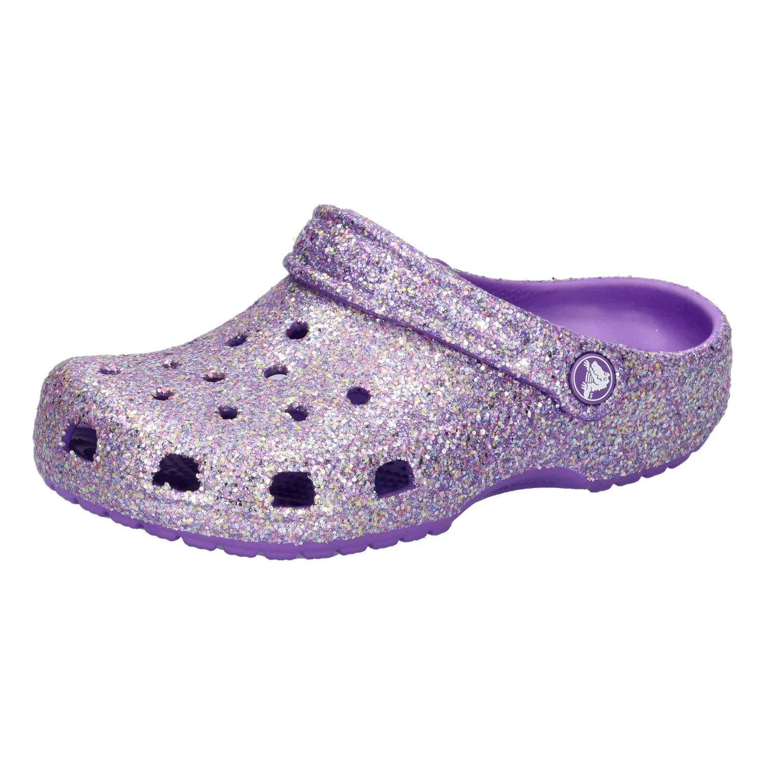 Детские сабо с блестками Classic Fantasy Glitter Clog Crocs, Konigliches Lila Weiß Konigliches Lila