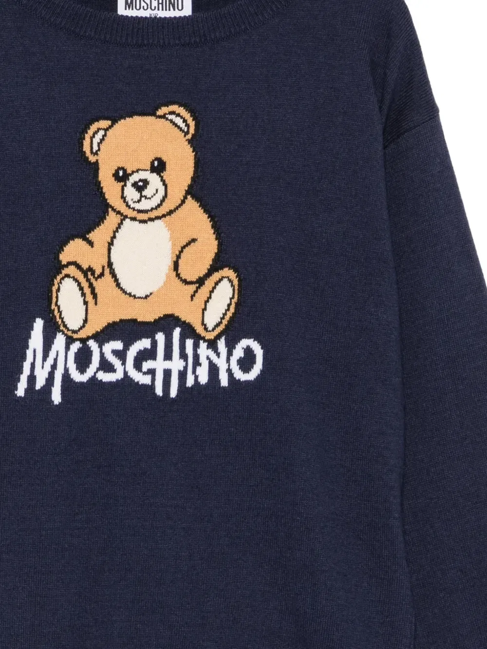 Свитер с логотипом-интарсией Moschino Kids, синий — фото 3