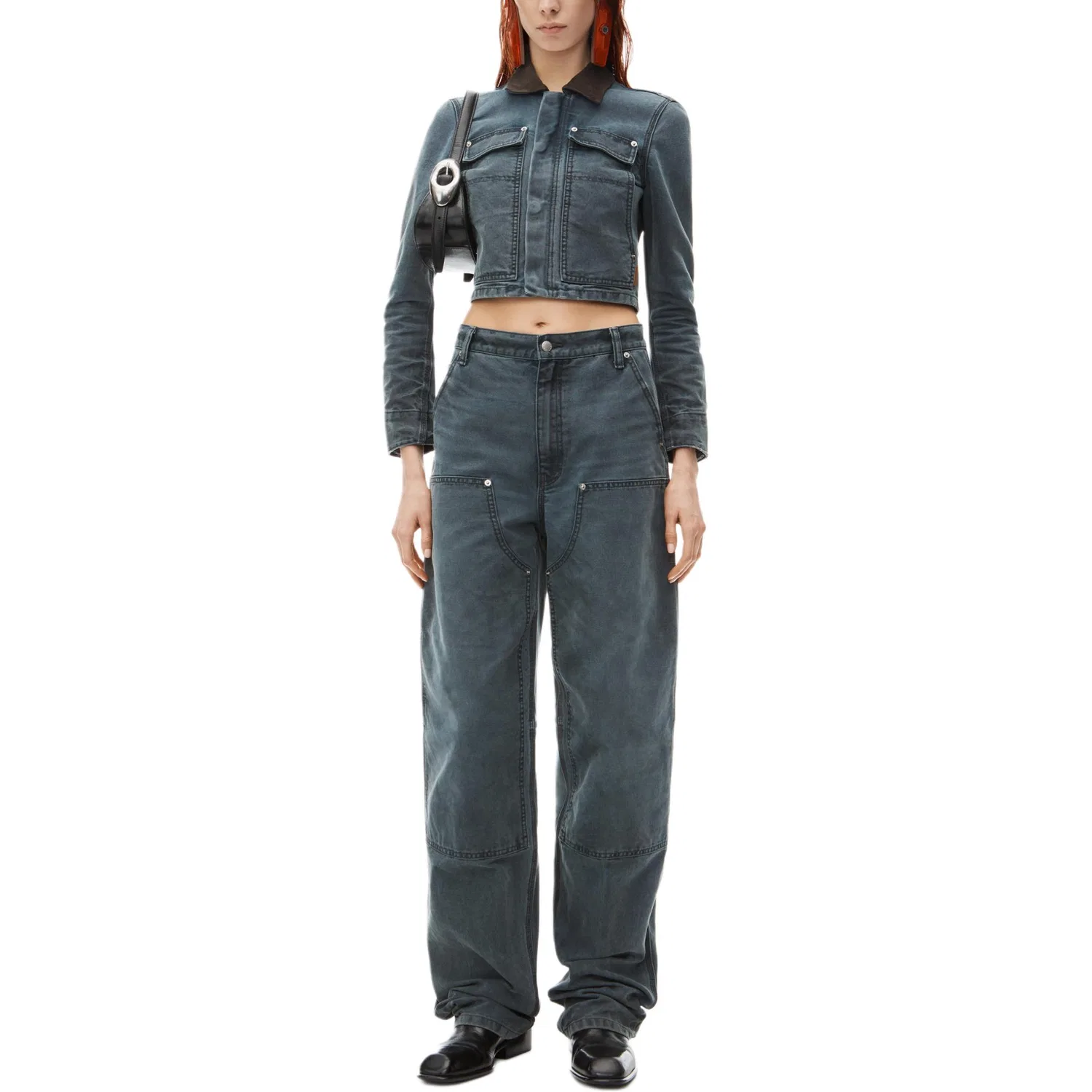 Женские джинсы с серо-голубым цветом Alexander Wang, Gray Blue — фото 3