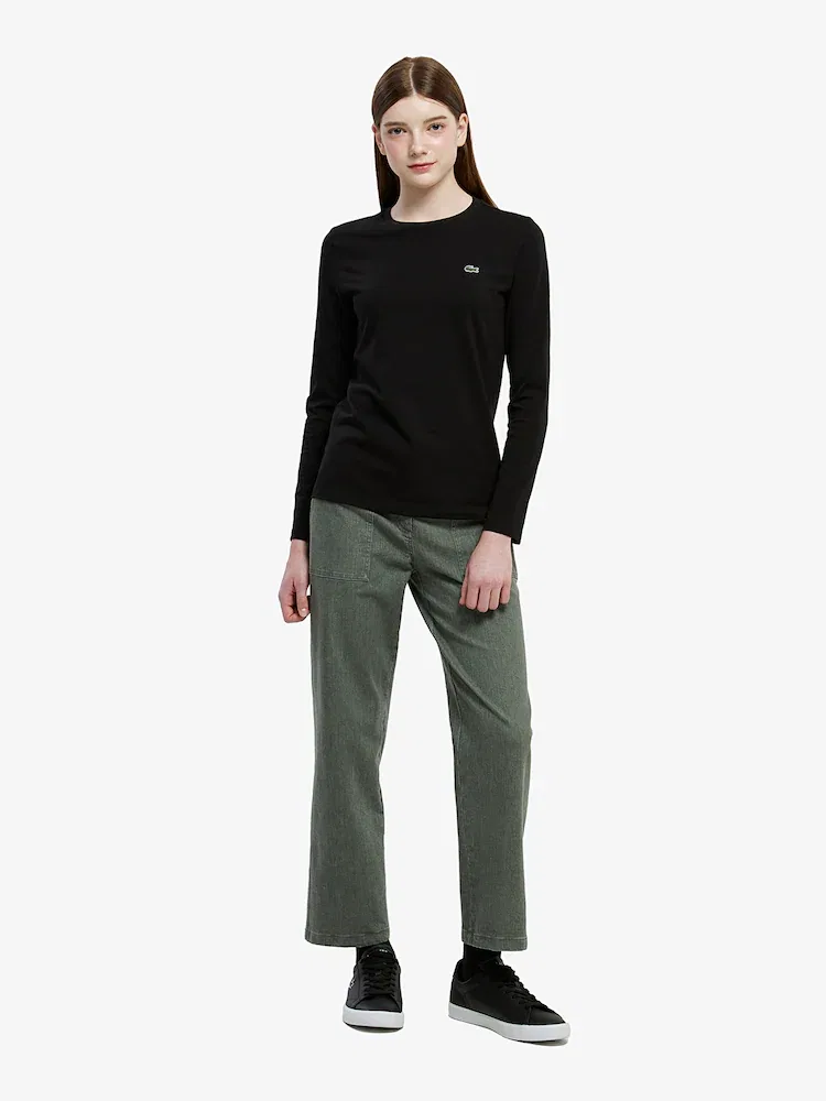Джинсы LACOSTE прямые укороченные, базовый крой, синий
