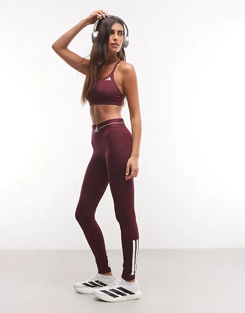 Леггинсы Adidas Training hyper glam essentials, бордовый — фото 4