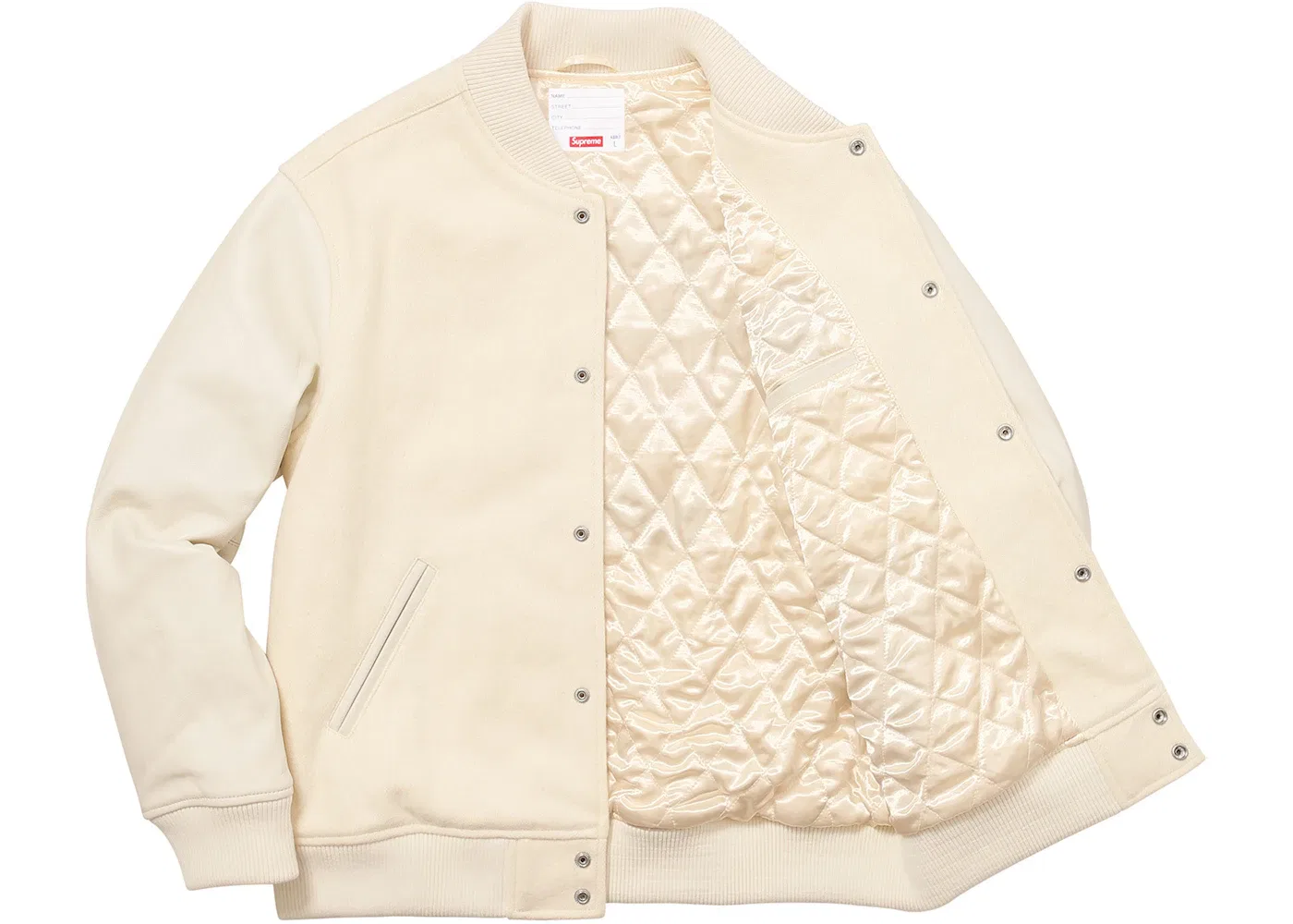 Мужская куртка-бомбер с принтом Supreme Gonz Ramm Varsity Jacket Off White, Off White — фото 2