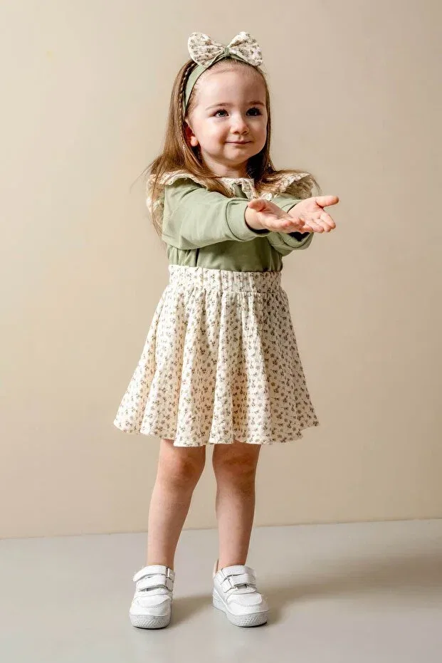 Детский комплект для девочек с цветочным принтом Glam Jnf Kids, Mint Green — фото 4