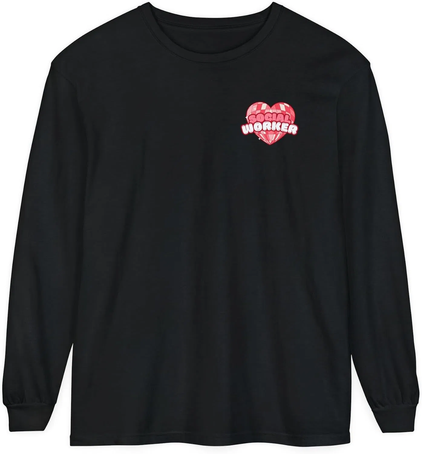Футболка с ретро-сердцем для соцработников Comfort Colors, Black