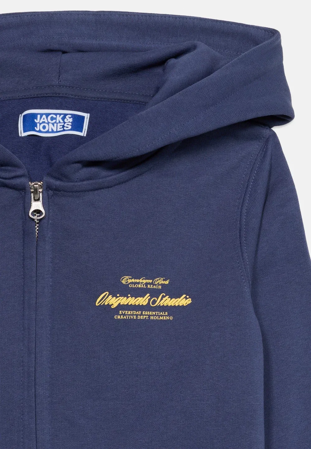 Толстовка на молнии с капюшоном и опечаткой Jornorrebro Jack & Jones Junior, Crown Blue — фото 4