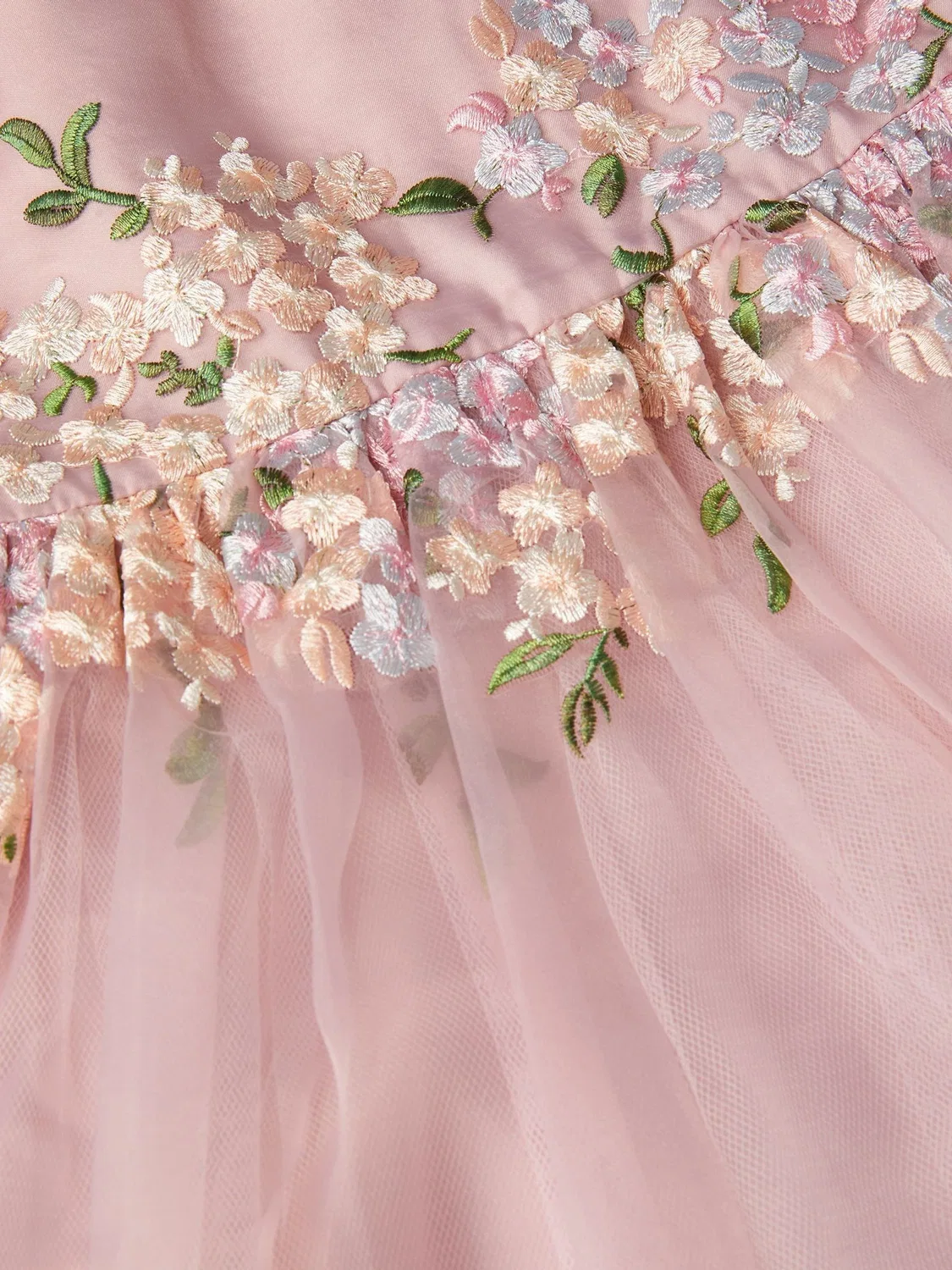 Платье с вышивкой Monsoon Pink Floral Embroidered Organza Party Dress, розовое — фото 4