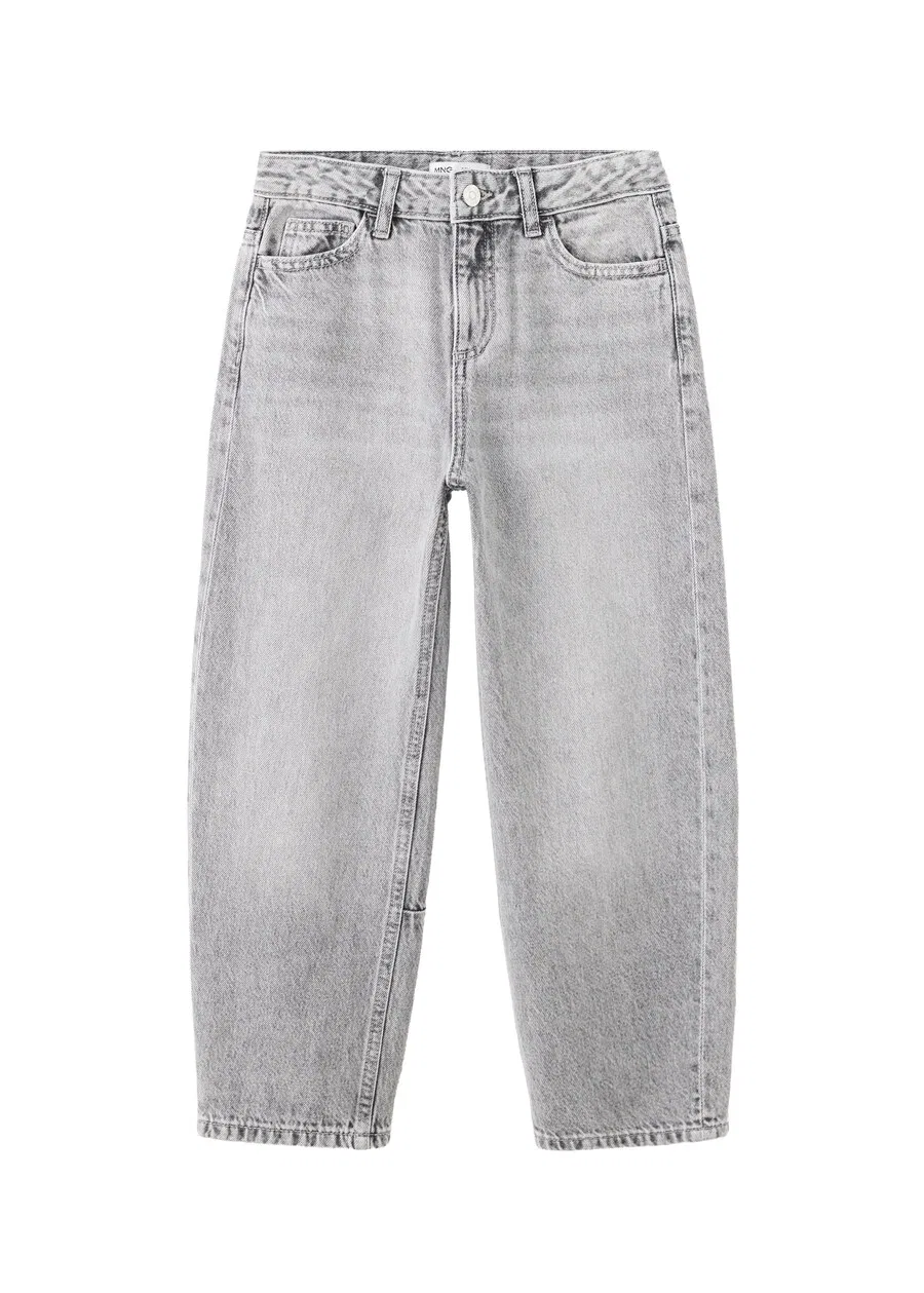 Детские джинсы MANGO KIDS Barrel Jeans серого цвета