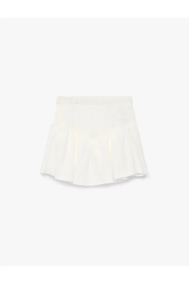 Детские шорты для девочек хлопковые Combed Cotton Shorts 6skg40003ak Koton, Ecru — фото 4
