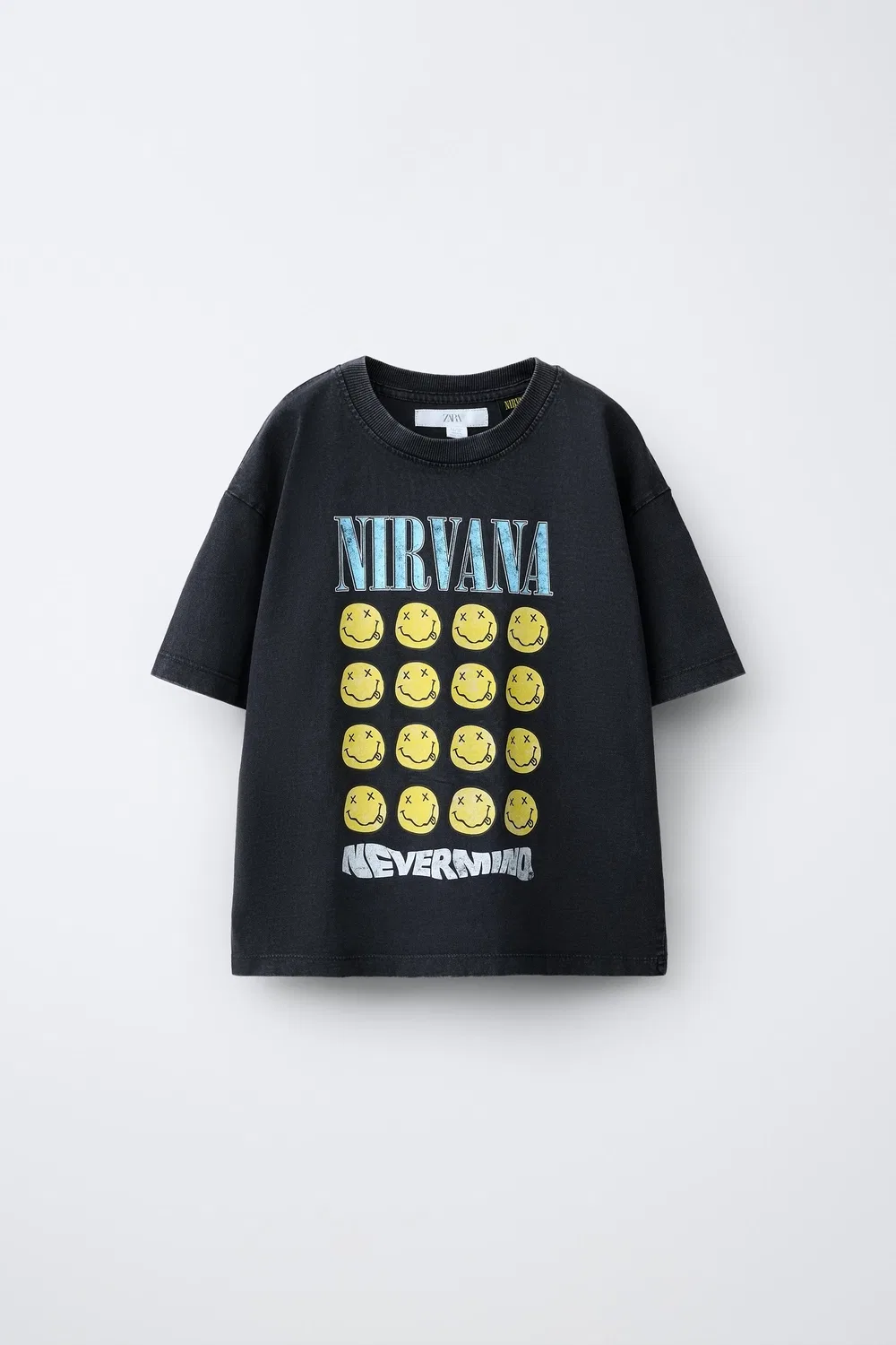 Футболка NIRVANA с эффектом выцветания ZARA, Anthracite Grey