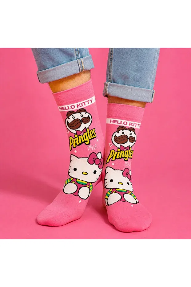 Детские носки с принтом Chips patterned colorful unisex Çorap Kurdu, Pink