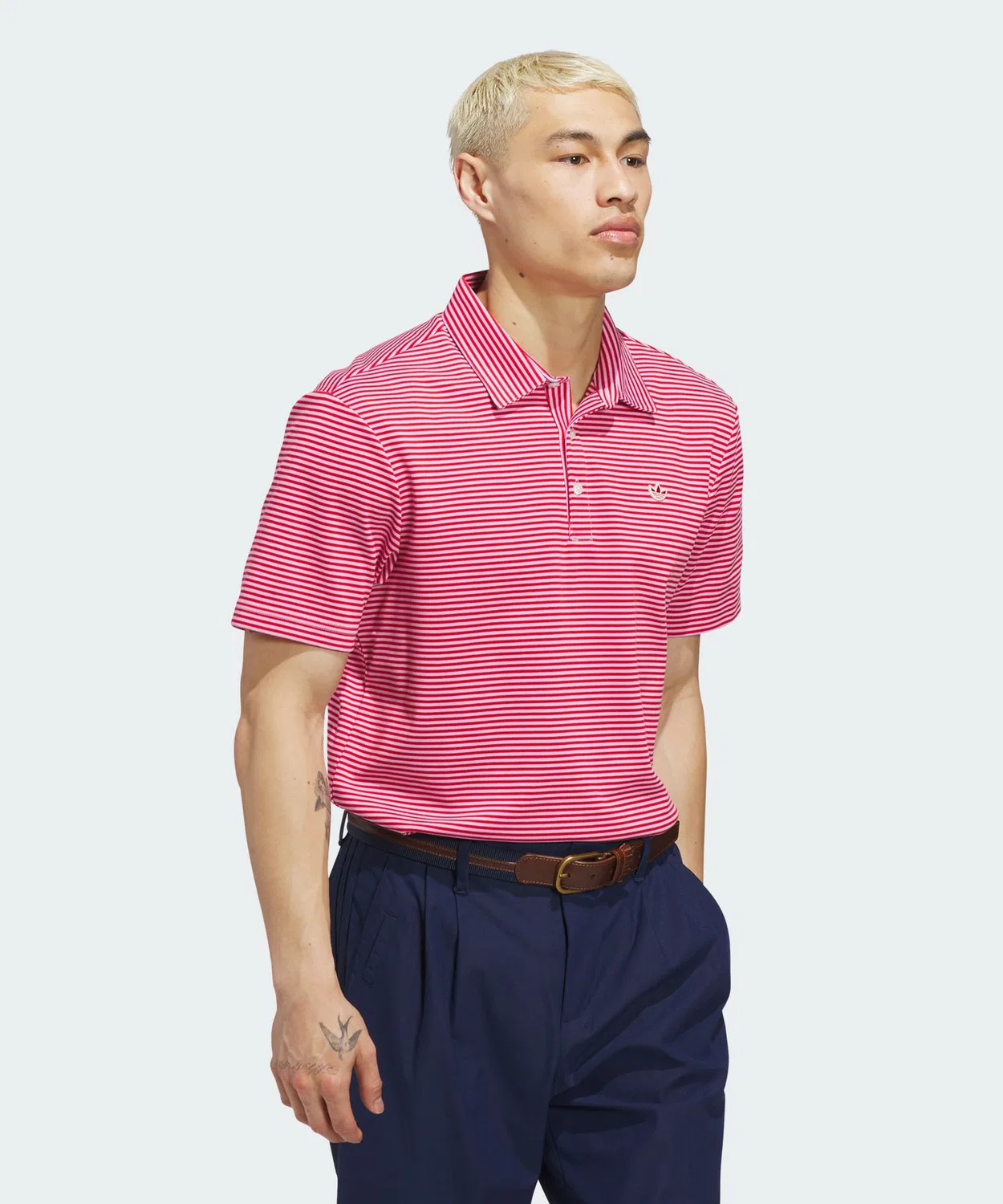 Мужское поло с коротким рукавом Originals Striped Pique Adidas, Pink Other — фото 3
